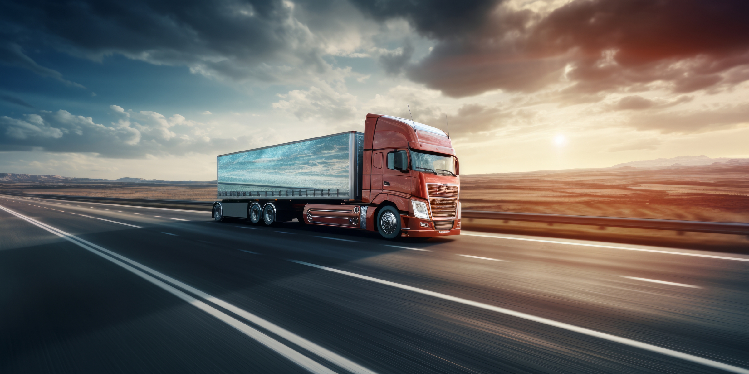 Truck and trailer on the road